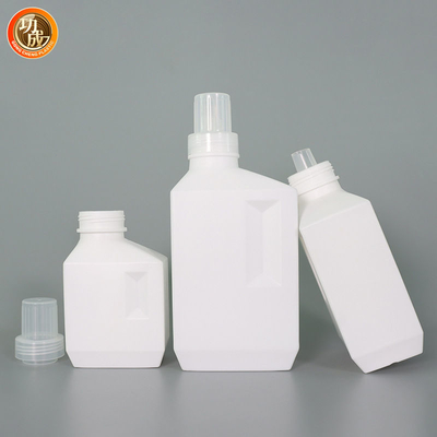 Τετραγωνικό κενό HDPE 1l 2l καθαριστικό μπουκάλι πλυντηρίων με την κεφαλή κοχλίου